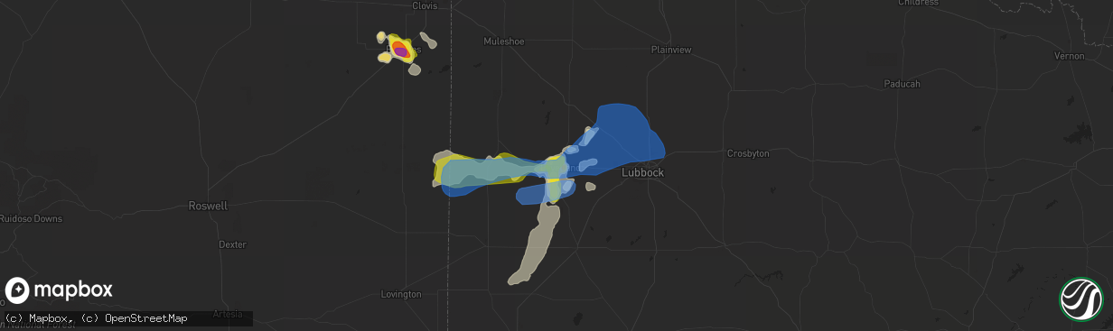 Hail map in Levelland, TX on May 15, 2021