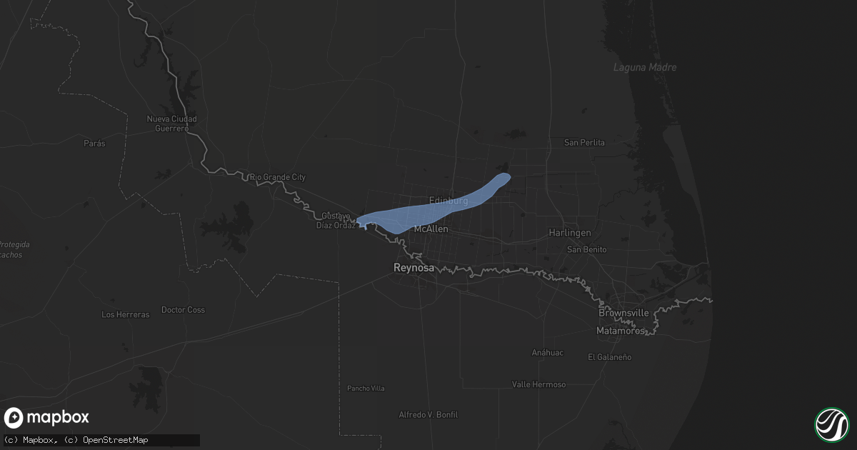 Hail map in Mcallen, TX on May 15, 2021