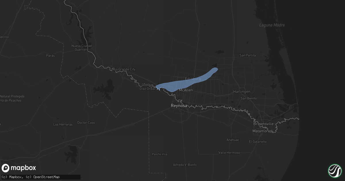 Hail map in Mission, TX on May 15, 2021