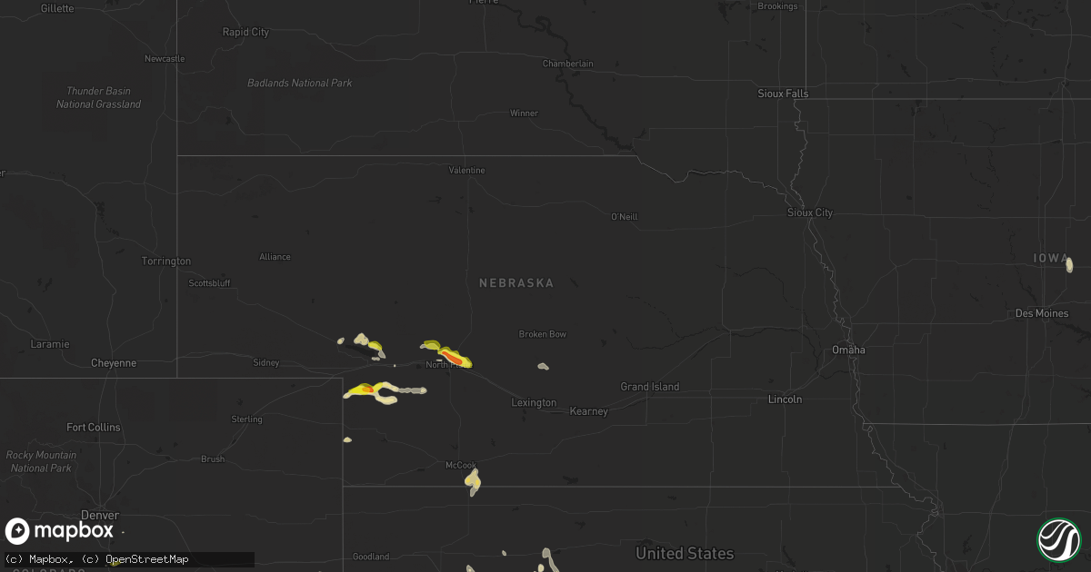 Hail map in Nebraska on May 15, 2021