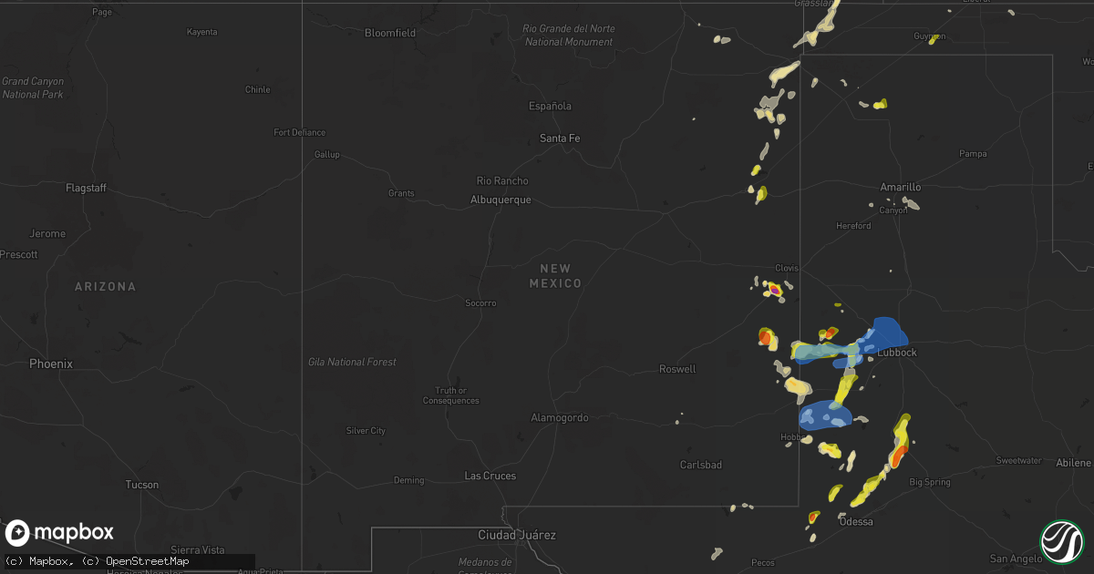 Hail map in New Mexico on May 15, 2021