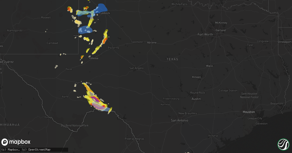 Hail map in Texas on May 15, 2021