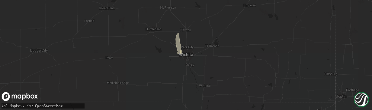 Hail map in Wichita, KS on May 15, 2021