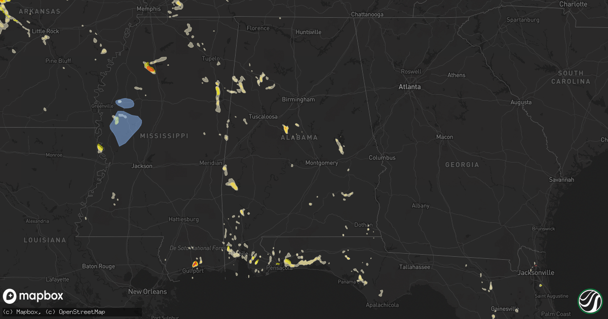 Hail map in Alabama on May 15, 2022