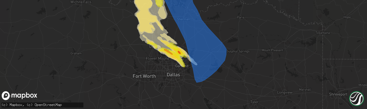 Hail map in Allen, TX on May 15, 2022