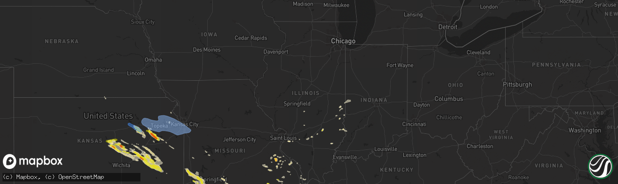 Hail map in Illinois on May 15, 2022