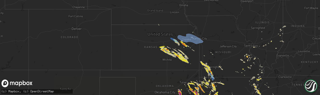 Hail map in Kansas on May 15, 2022