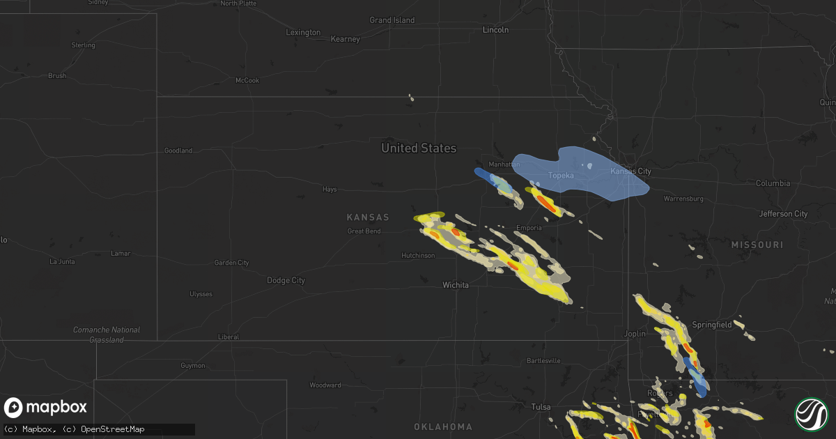 Hail map in Kansas on May 15, 2022