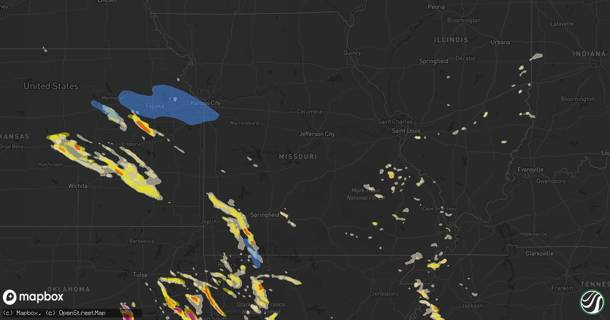 Hail map in Missouri on May 15, 2022