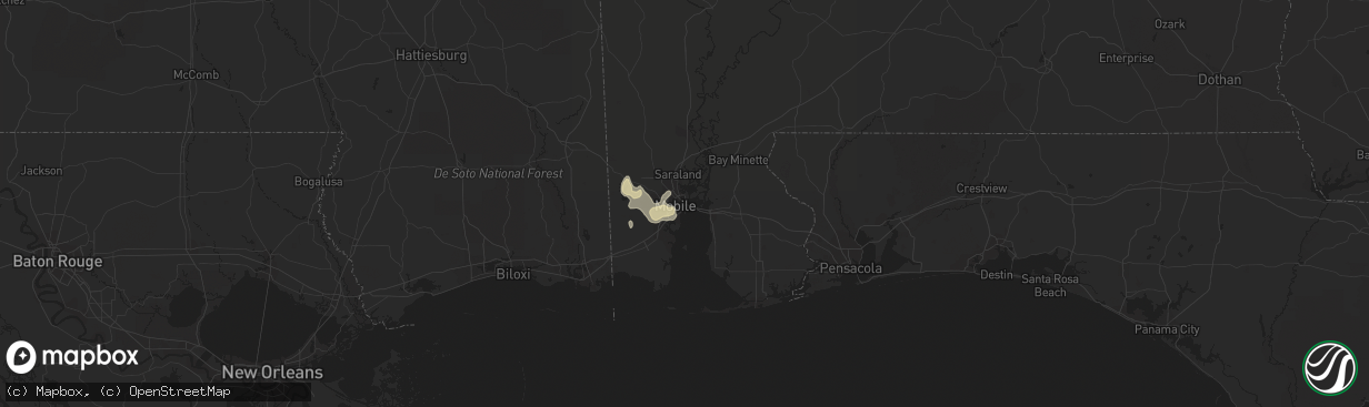 Hail map in Mobile, AL on May 15, 2022