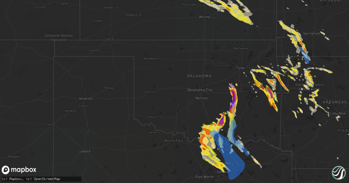 Hail map in Oklahoma on May 15, 2022