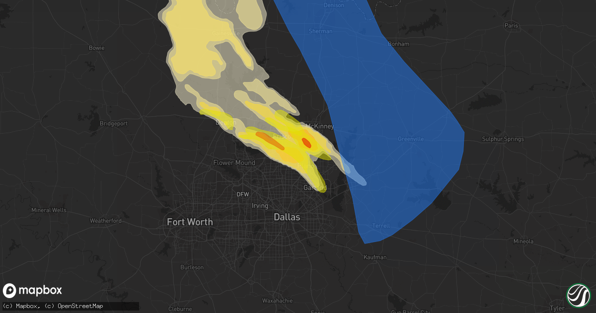 Hail map in Plano, TX on May 15, 2022