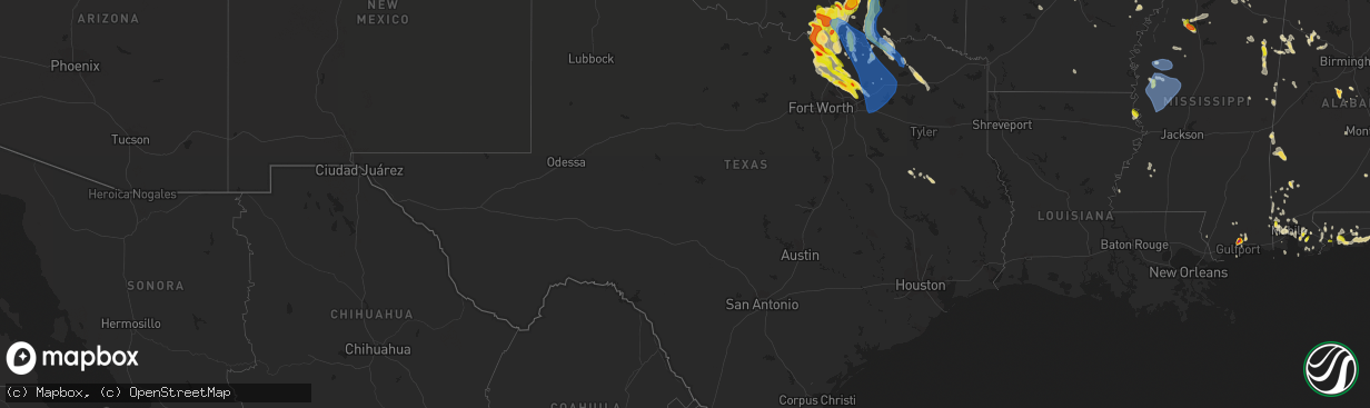 Hail map in Texas on May 15, 2022