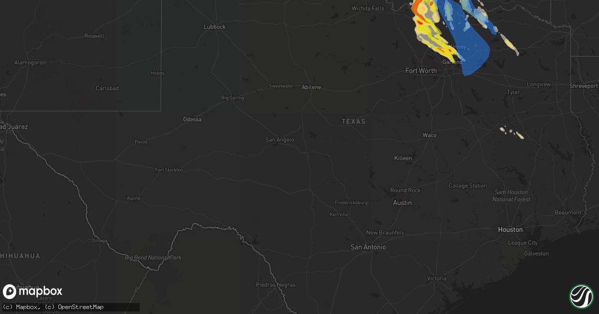 Hail map in Texas on May 15, 2022