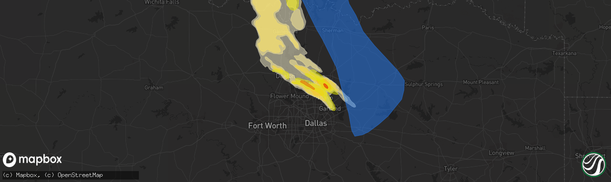 Hail map in The Colony, TX on May 15, 2022