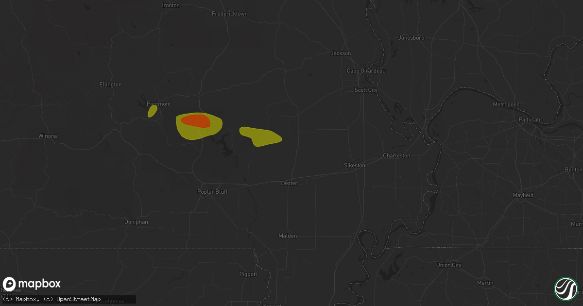 Hail map in Bloomfield, MO on May 15, 2023