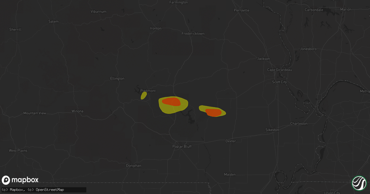 Hail map in Greenville, MO on May 15, 2023