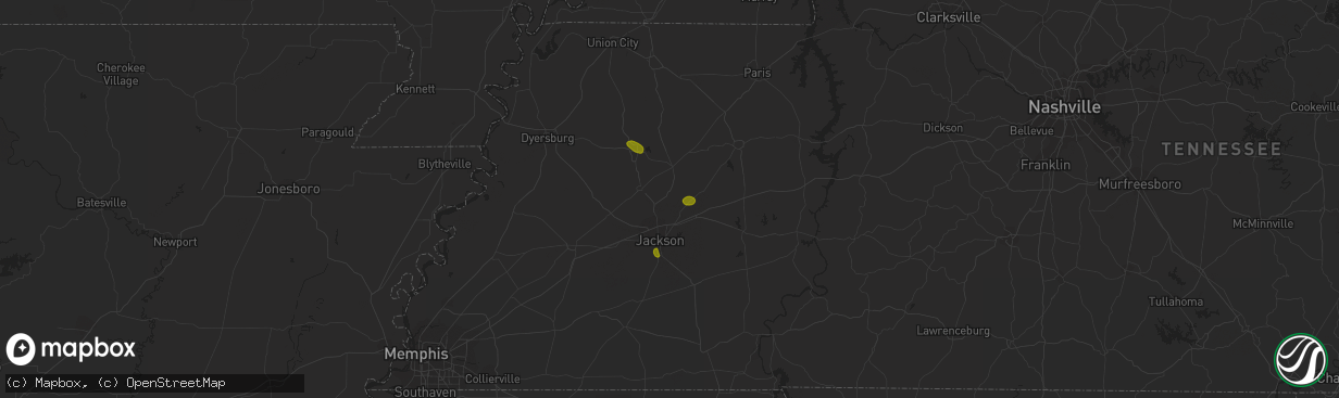 Hail map in Medina, TN on May 15, 2023