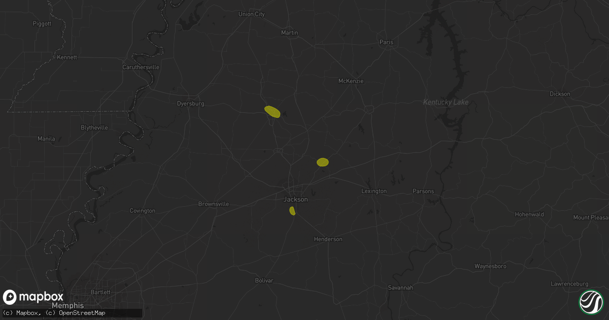Hail map in Medina, TN on May 15, 2023