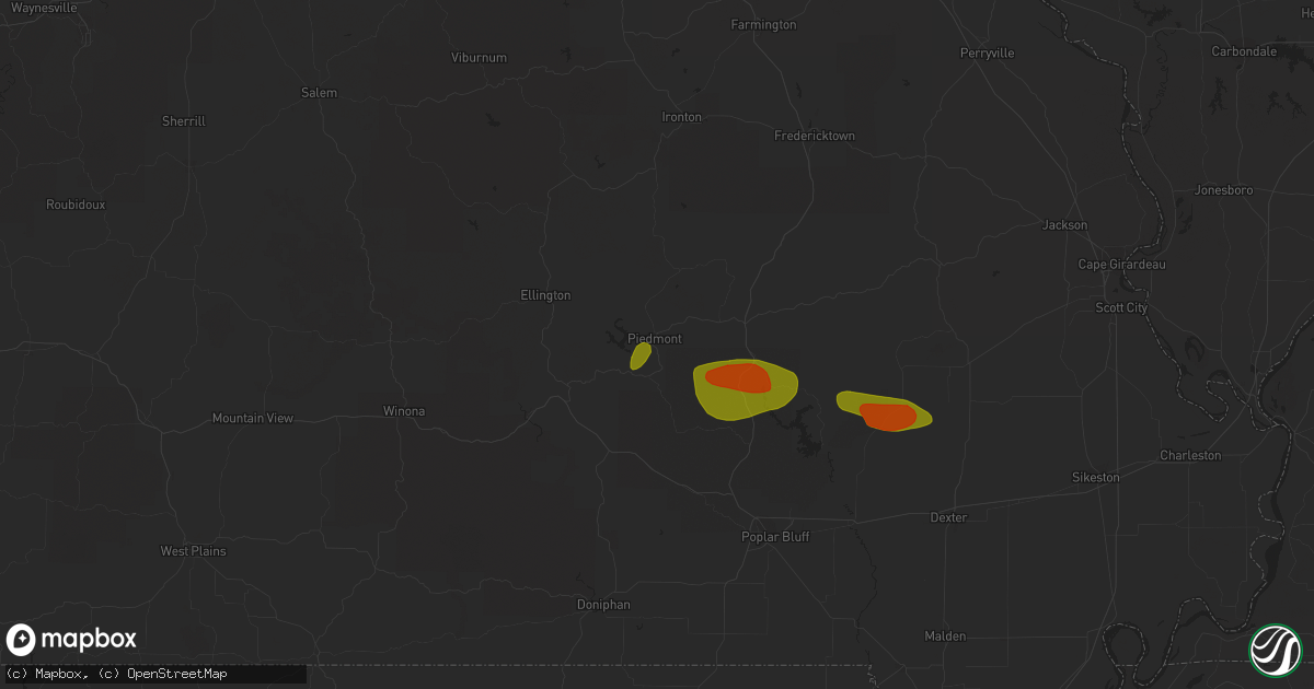 Hail map in Piedmont, MO on May 15, 2023