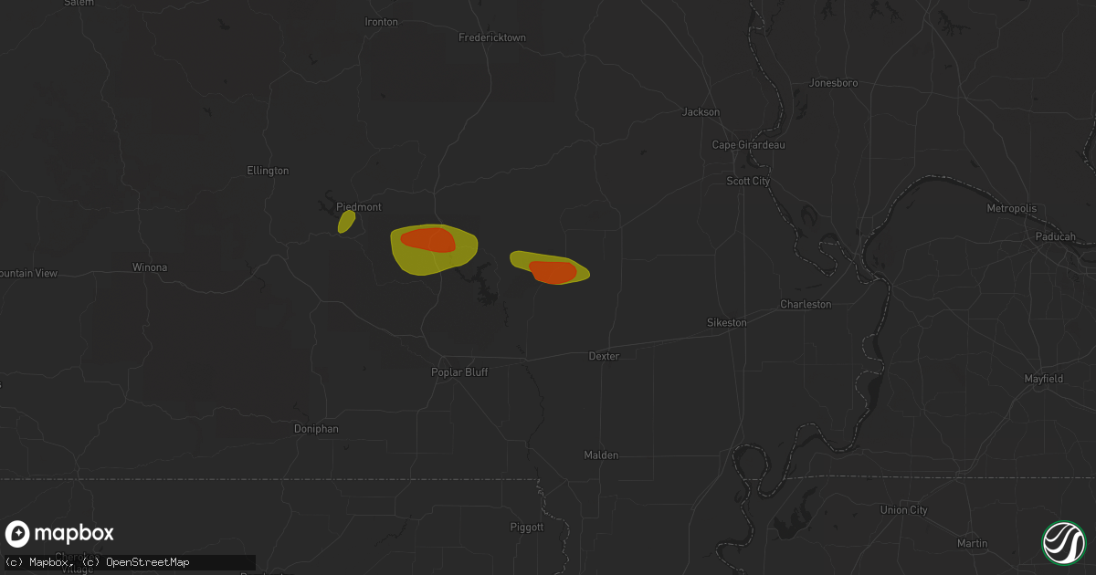 Hail map in Puxico, MO on May 15, 2023
