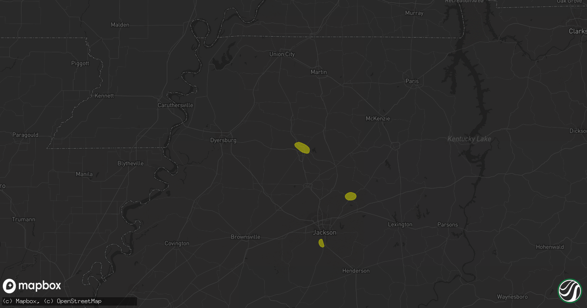 Hail map in Trenton, TN on May 15, 2023