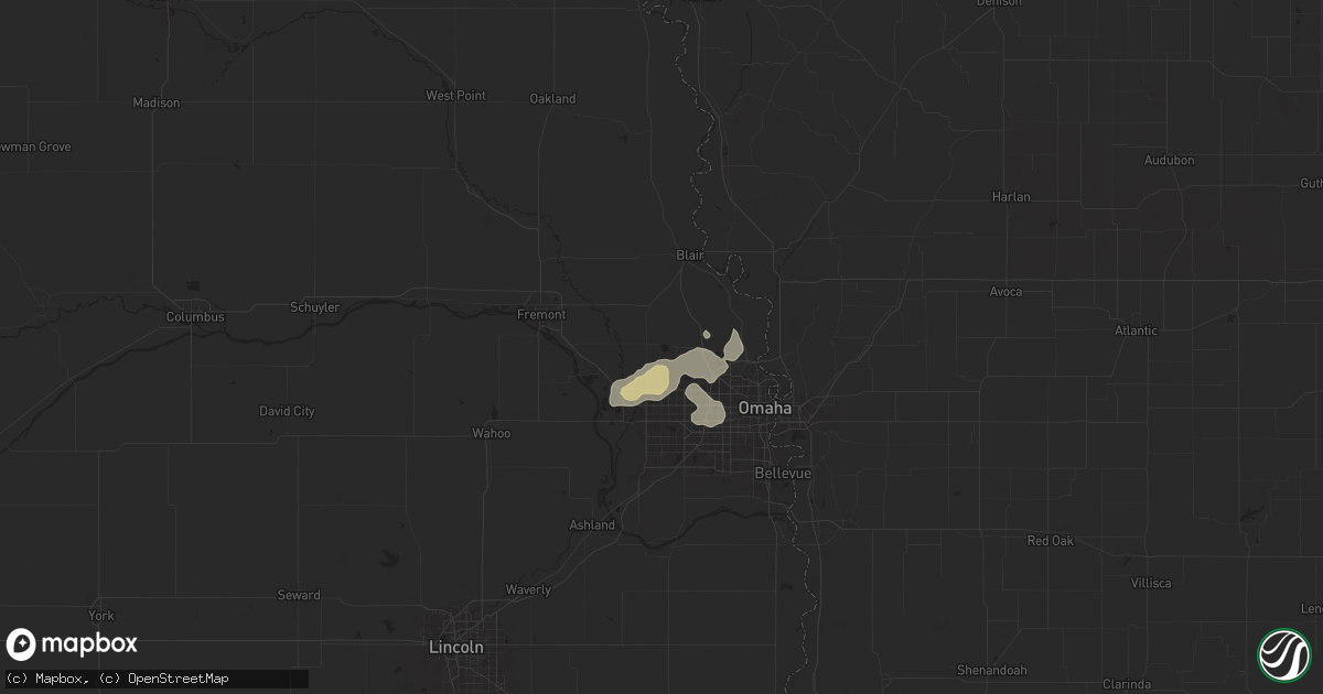 Hail map in Bennington, NE on May 15, 2024