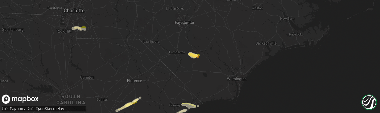 Hail map in Bladenboro, NC on May 15, 2024