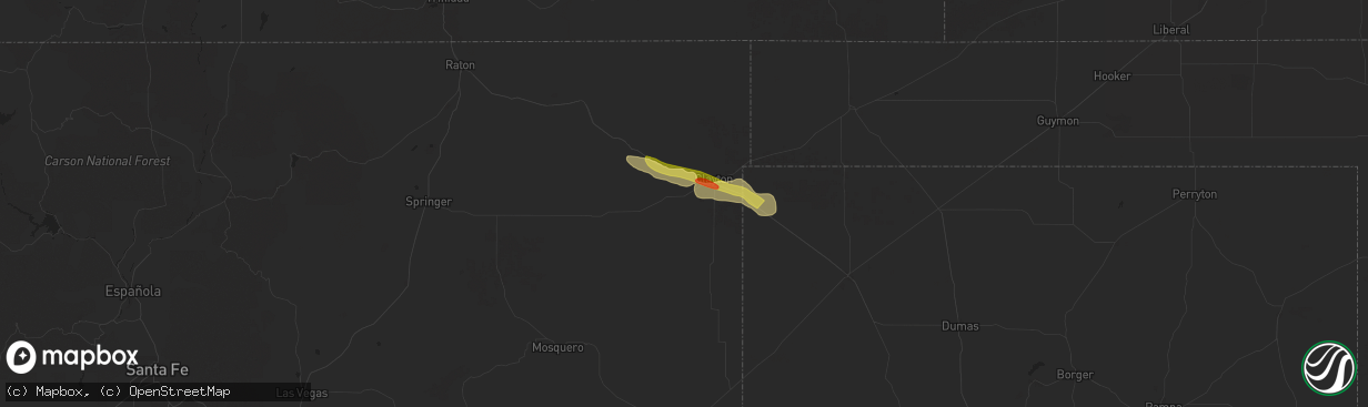 Hail map in Clayton, NM on May 15, 2024