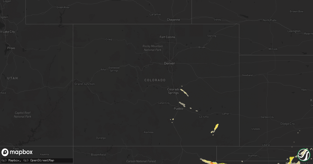 Hail map in Colorado on May 15, 2024