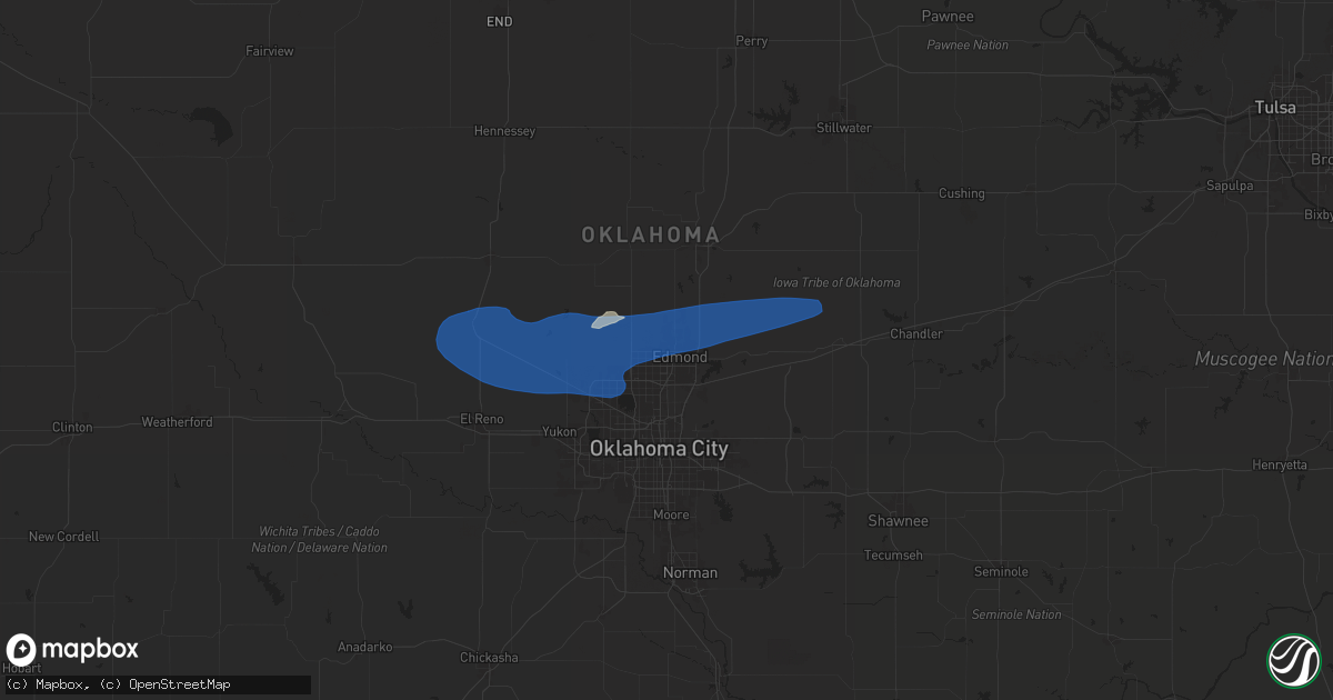 Hail map in Edmond, OK on May 15, 2024
