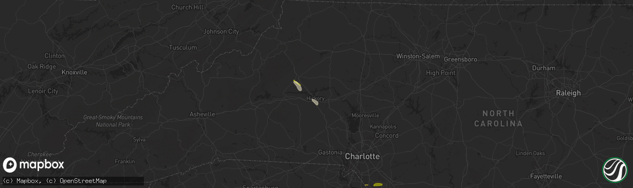 Hail map in Hickory, NC on May 15, 2024