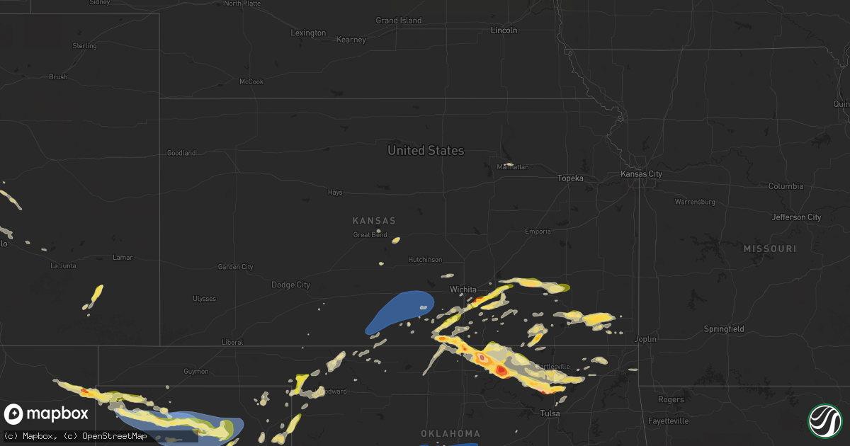 Hail map in Kansas on May 15, 2024