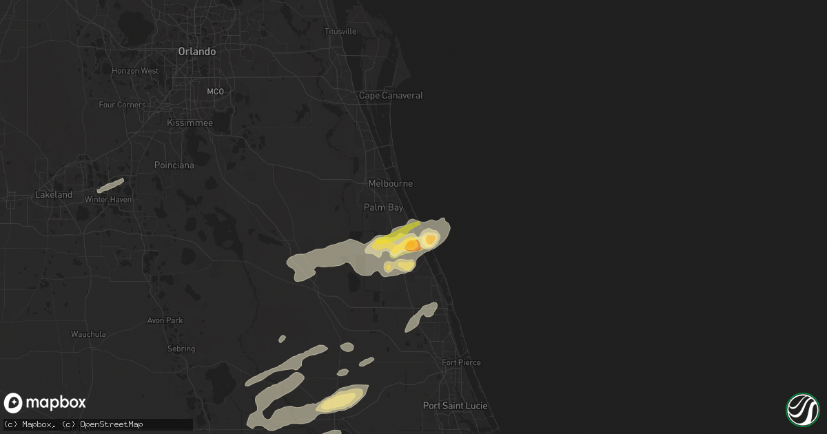 Hail map in Melbourne Beach, FL on May 15, 2024