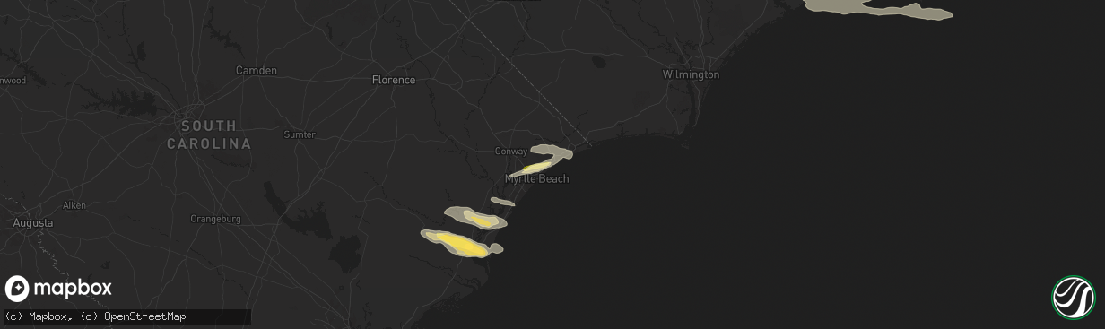 Hail map in Myrtle Beach, SC on May 15, 2024