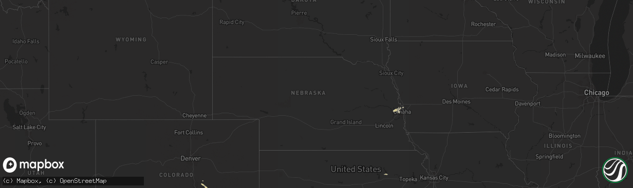 Hail map in Nebraska on May 15, 2024