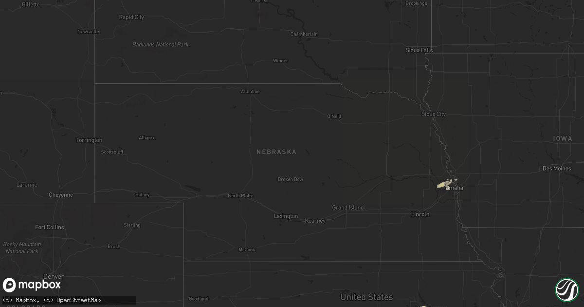 Hail map in Nebraska on May 15, 2024