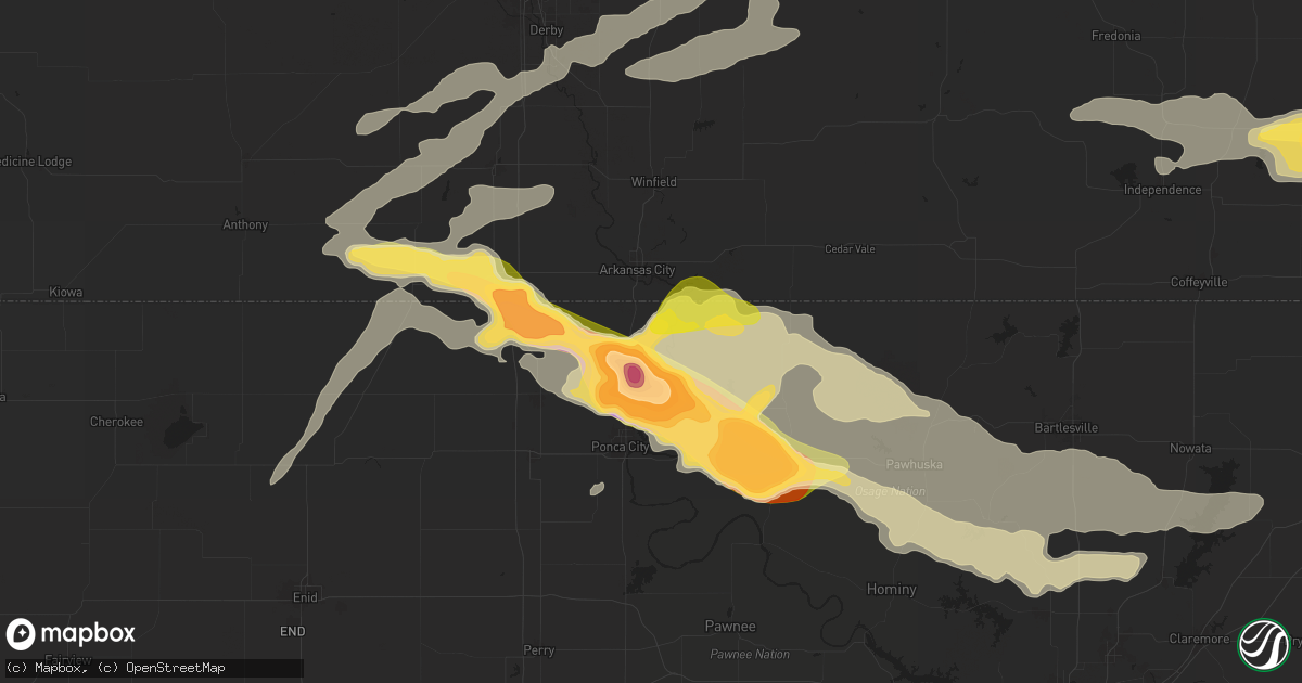 Hail map in Newkirk, OK on May 15, 2024
