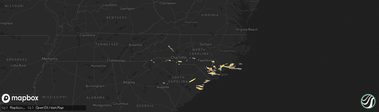 Hail map in North Carolina on May 15, 2024