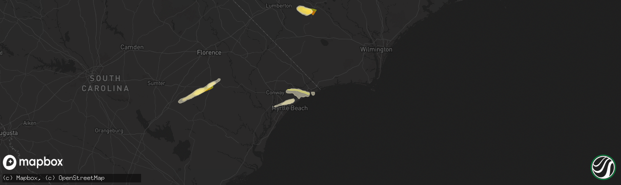 Hail map in North Myrtle Beach, SC on May 15, 2024