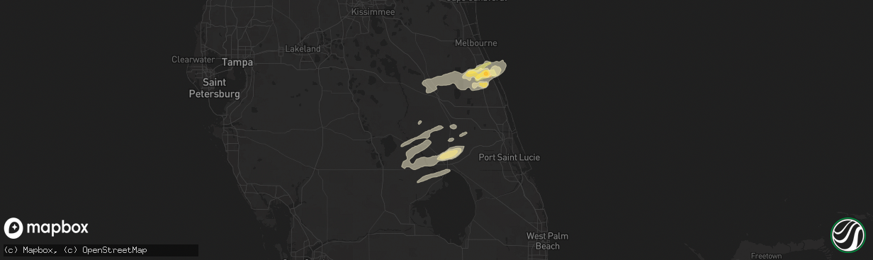 Hail map in Okeechobee, FL on May 15, 2024