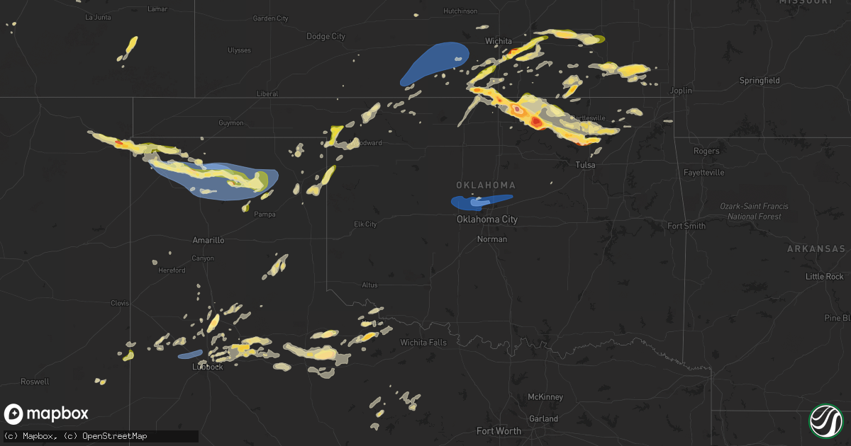 Hail map in Oklahoma on May 15, 2024