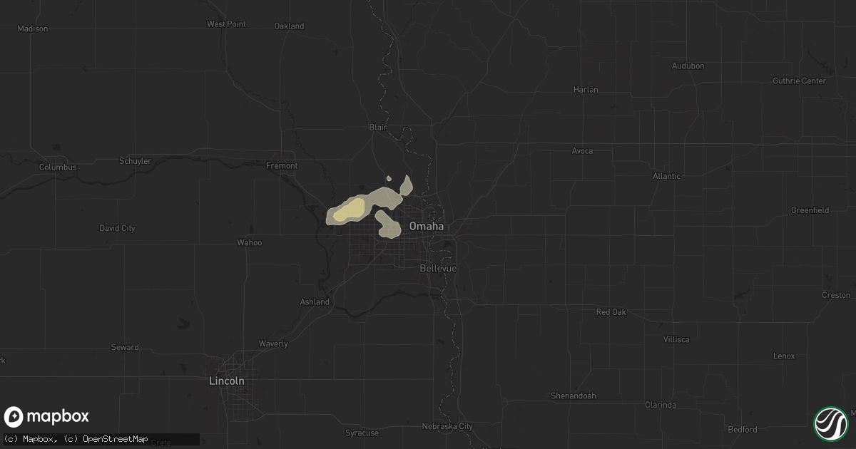 Hail map in Omaha, NE on May 15, 2024
