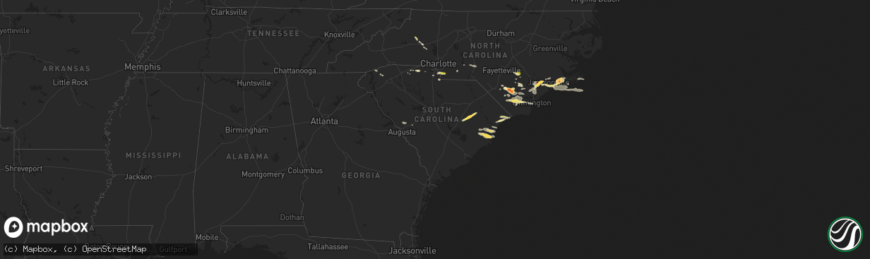 Hail map in South Carolina on May 15, 2024