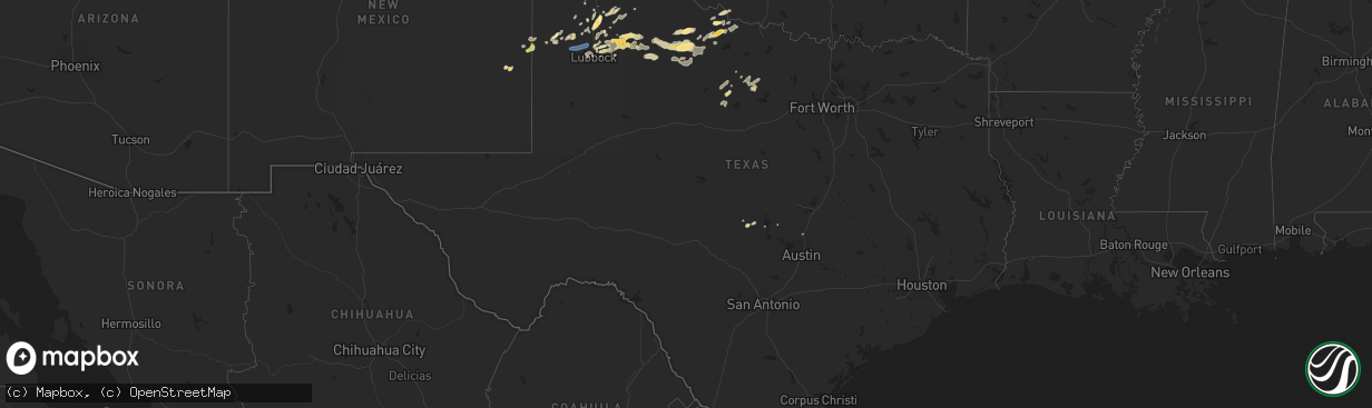 Hail map in Texas on May 15, 2024