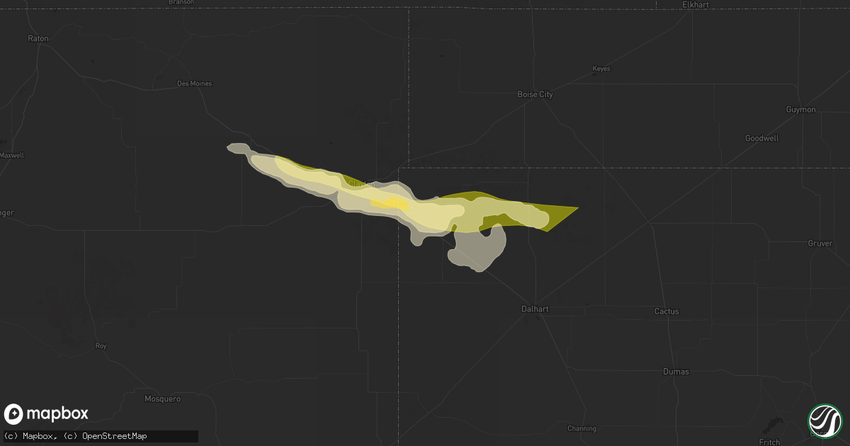 Hail map in Texline, TX on May 15, 2024