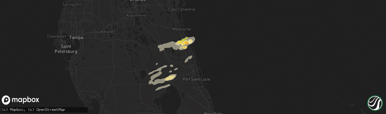 Hail map in Vero Beach, FL on May 15, 2024