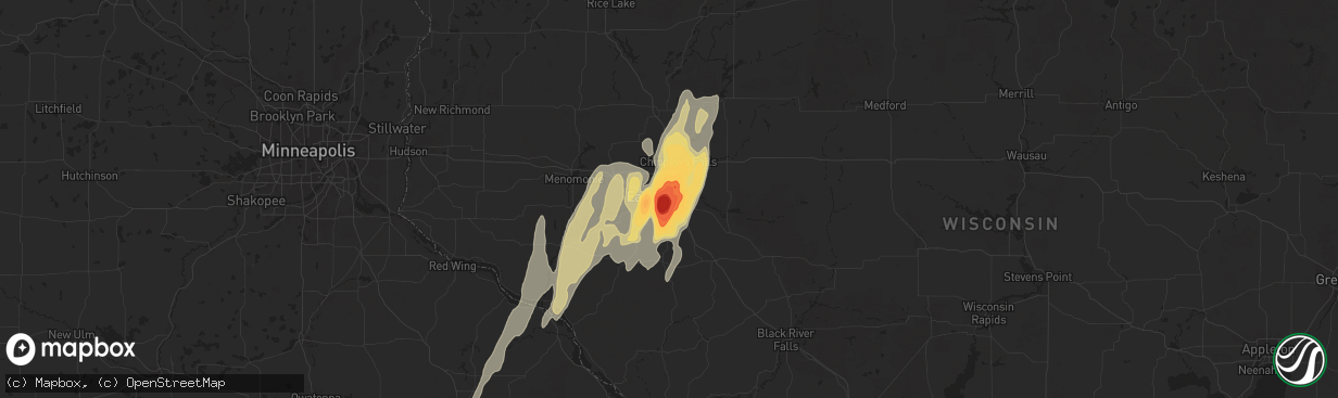 Hail map in Altoona, WI on May 15, 2025