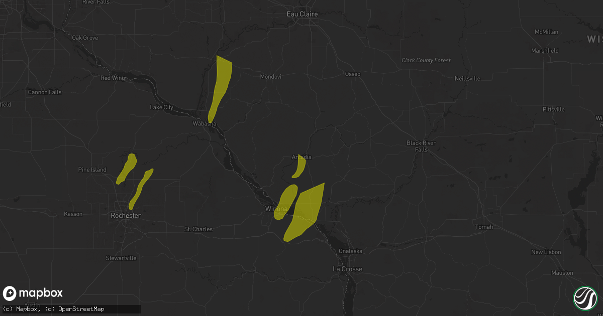 Hail map in Arcadia, WI on May 15, 2025