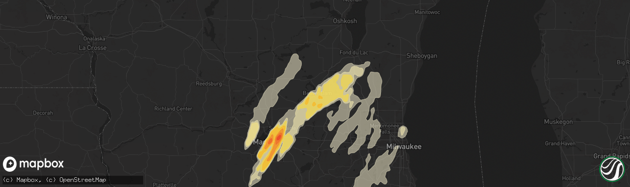 Hail map in Beaver Dam, WI on May 15, 2025